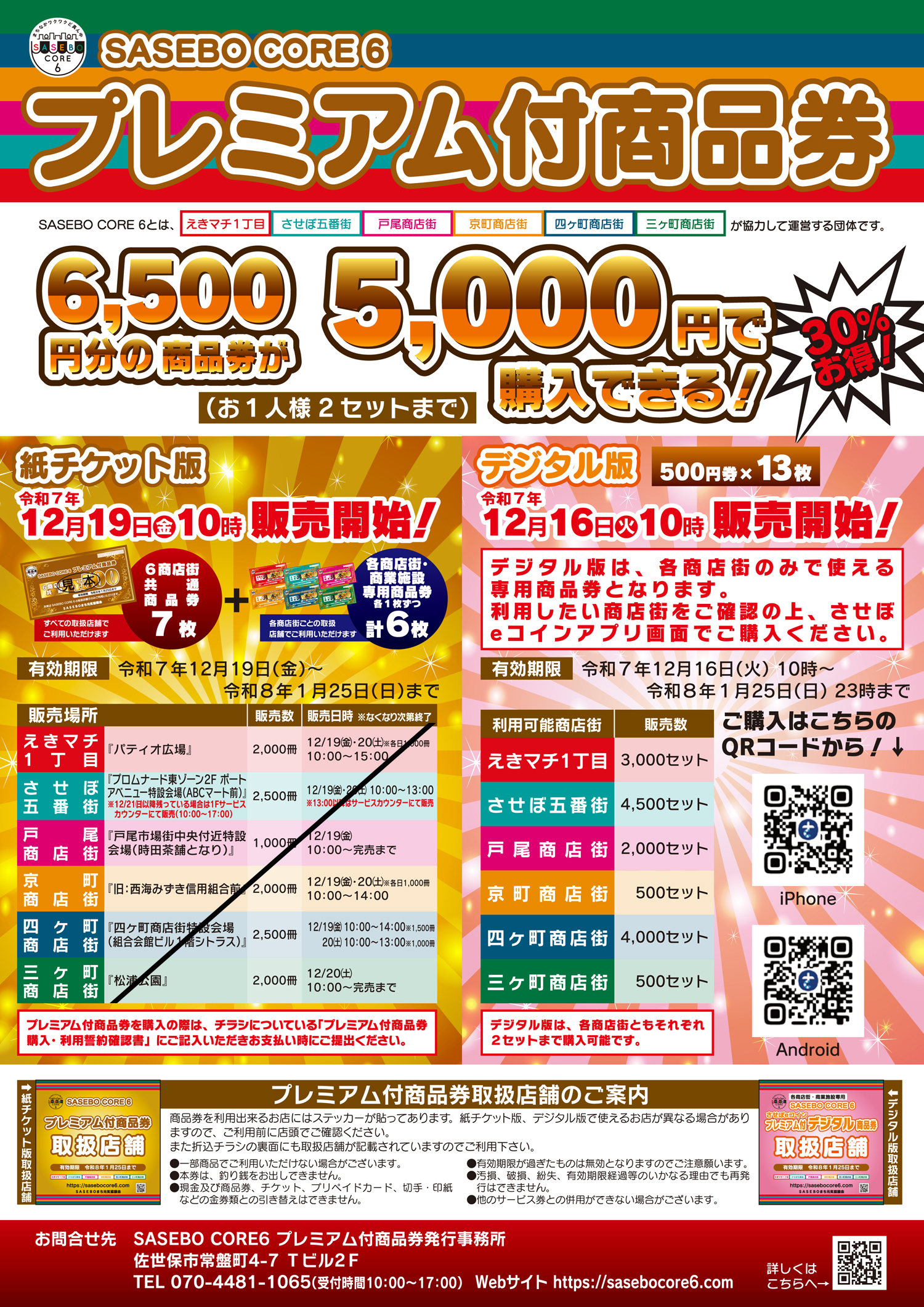 SASEBO CORE6 プレミアム付商品券（紙チケット版）二次販売のご案内
